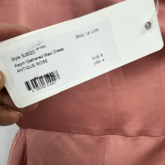 Shona Joy La Lune Asymmetrical Gathered Maxi Dress Antique Rose Size 4 NWT - Picture 11 of 15